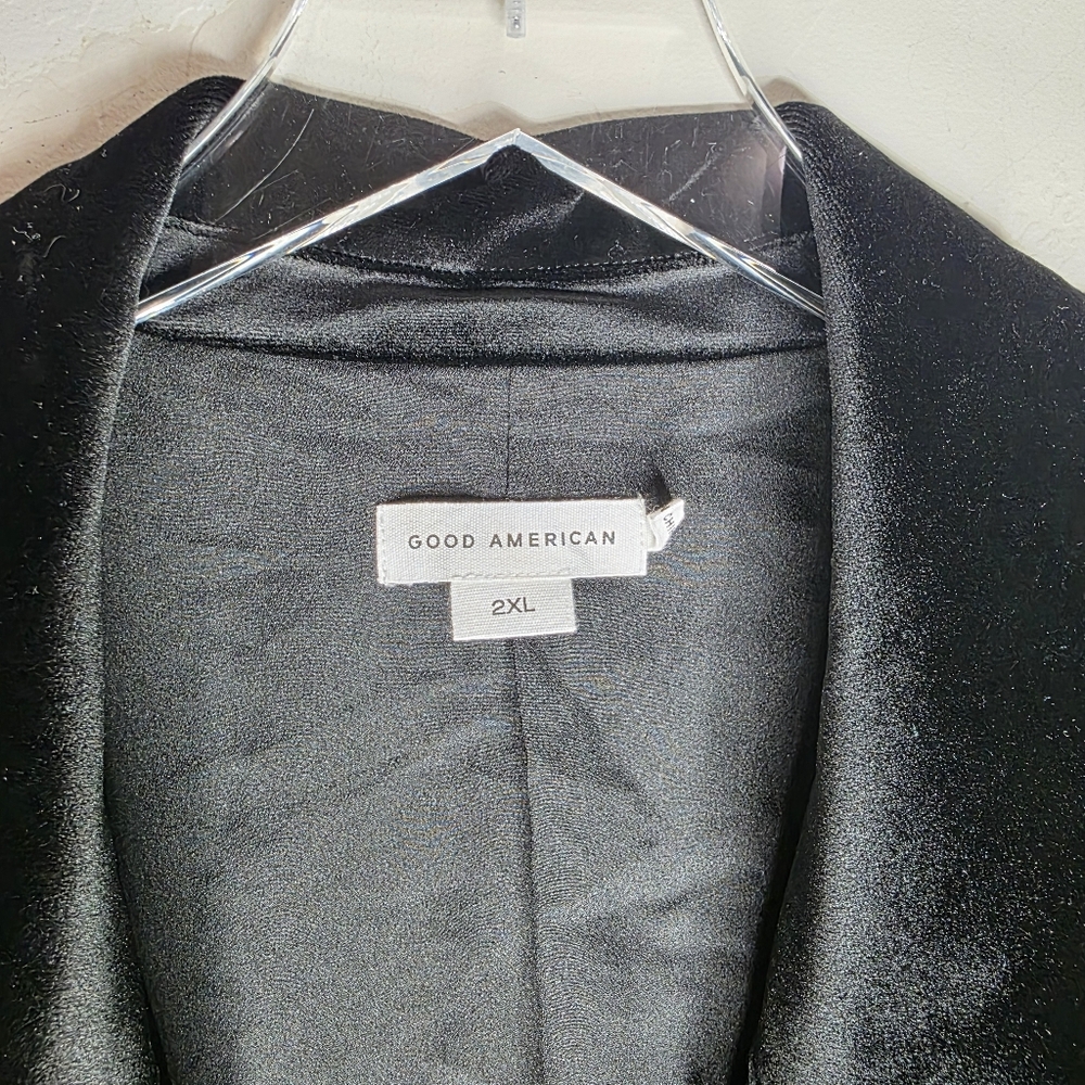 Good American Exec Double-breasted Velvet Mini Dress In Black Tuxedo dress 2X - Picture 7 of 11